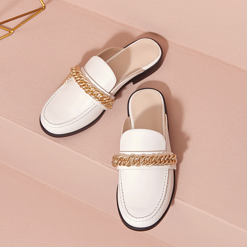 Mule leather shoes in white / black