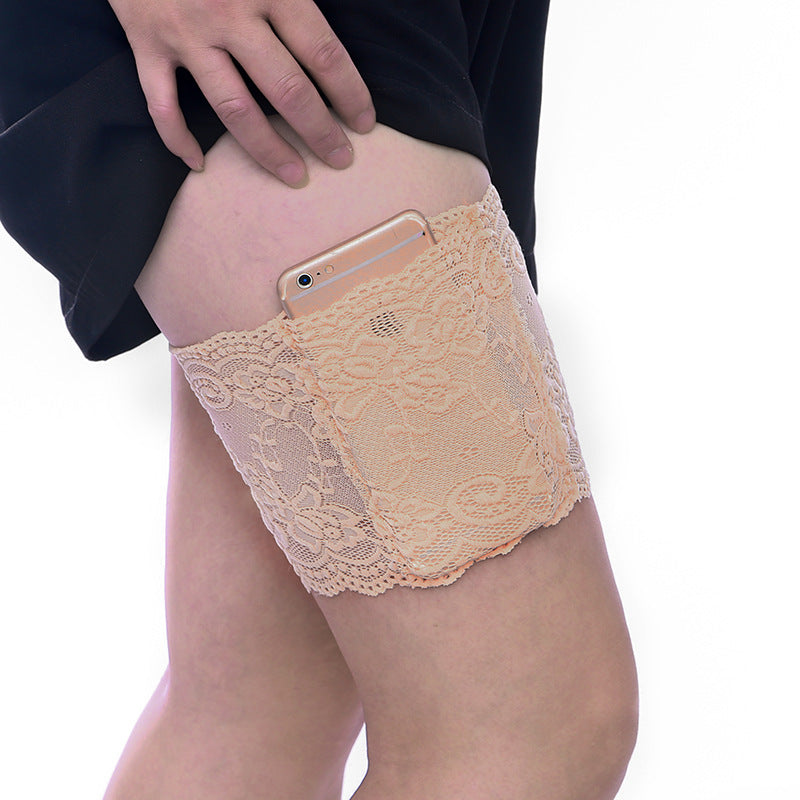 Pointed socks, non-slip, thighs, cell phone pocket