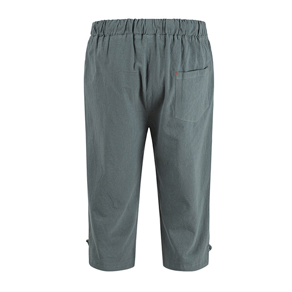 Lace-up trousers in cotton and linen for men