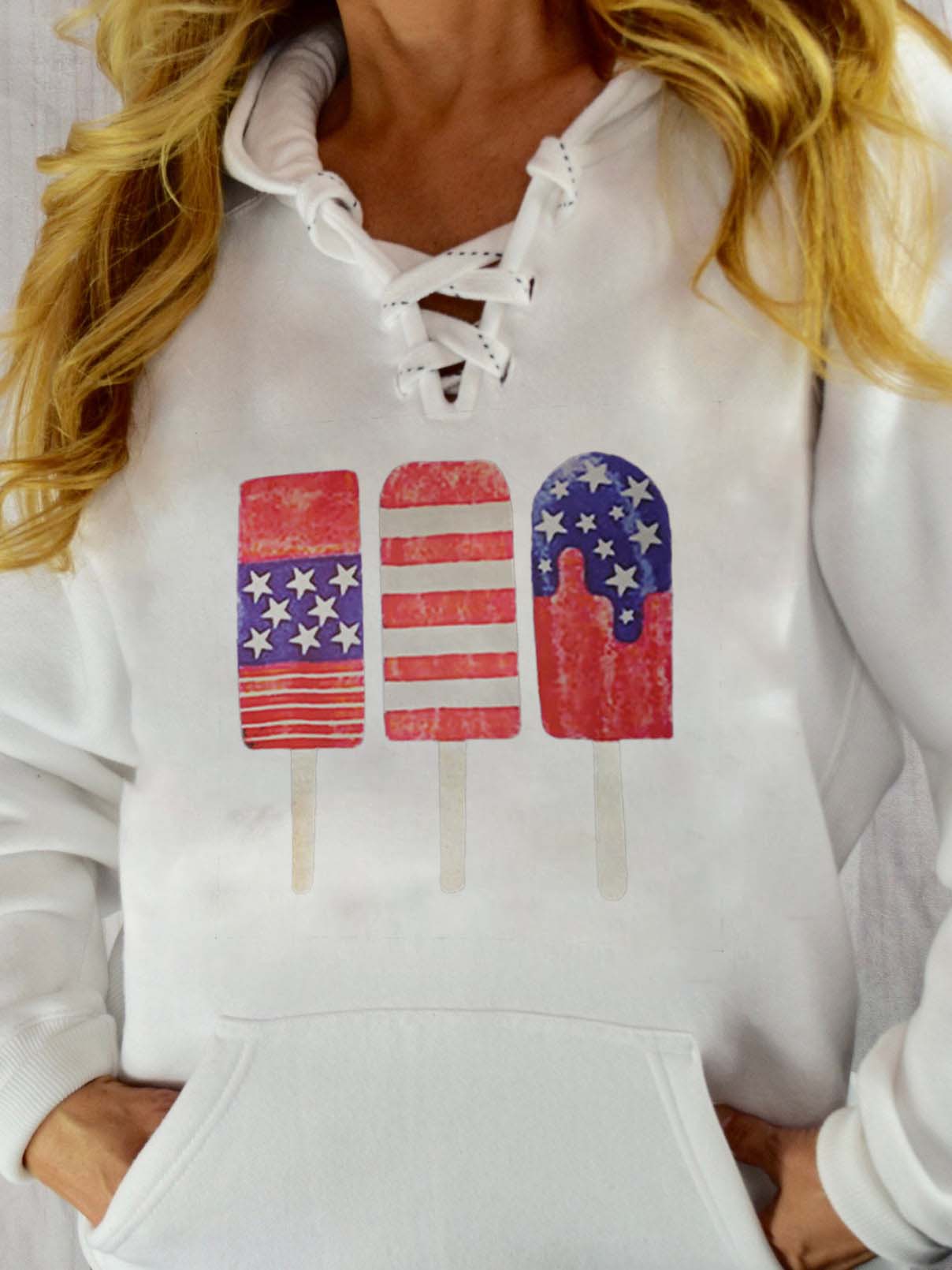 Damen Popsicle Print Lace Hoodie