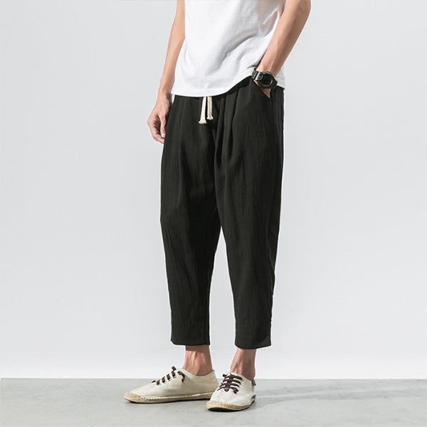 Pantalones de lino sueltos casuales para hombres