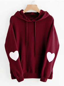 Heart Disign Drawstring Pocket Hoodies