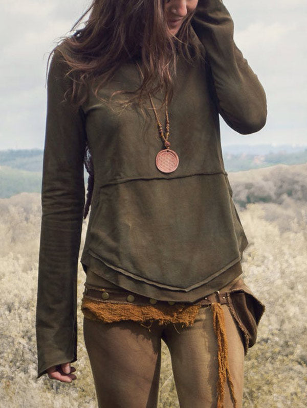 Damen Vintage handgefärbter Taschenpullover