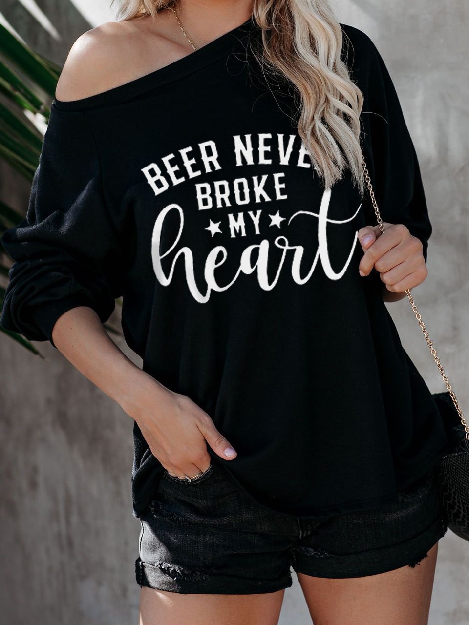 Bier brach nie mein Herz drucken Schulter-T-Shirt