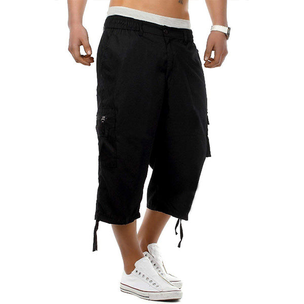 Pantalones de algodón y lino para hombre con varios bolsillos.