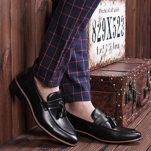 Mocasines de cuero con decoración de borlas para hombre Zapatos de vestir sin cordones