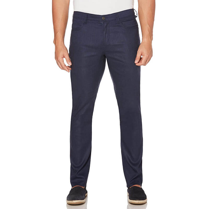 Herrenmode Superweiche schlanke atmungsaktive Reißverschluss-Baumwoll-Leinenhose