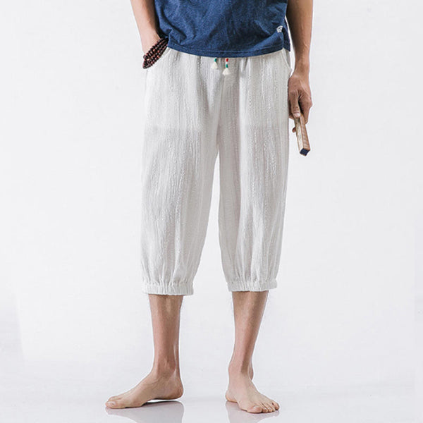 Vyriški lengvi, kvėpuojantys lininiai šortai