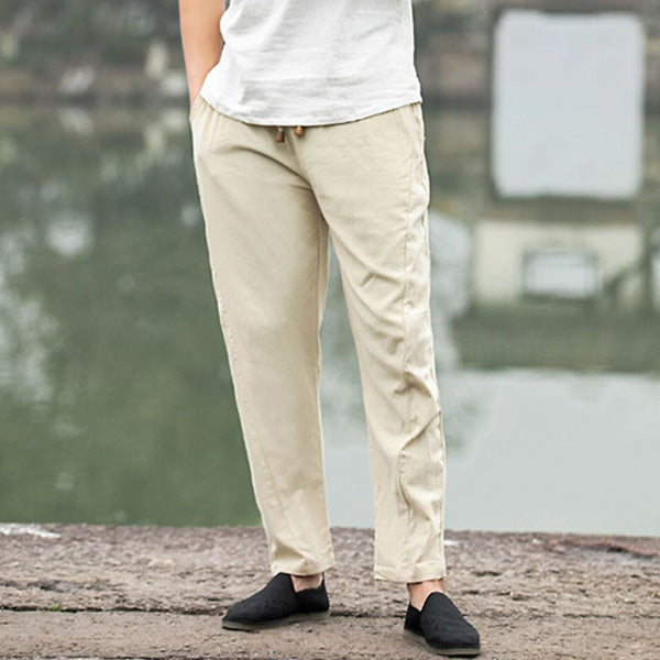 Pantalón de terciopelo suelto de lino para hombre.