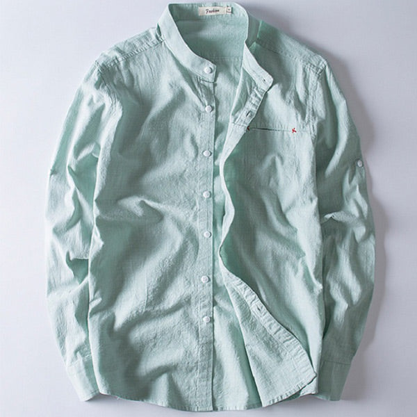 Camisa de lino con cuello para hombre