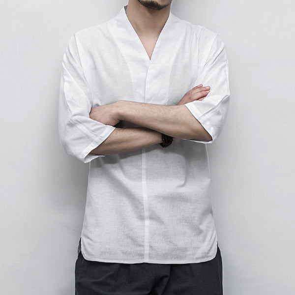 Camisa corta de lino para hombre