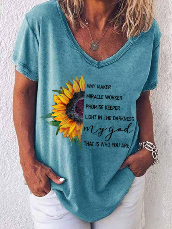 Way Maker Lyrics Faiths T-Shirts mit V-Ausschnitt