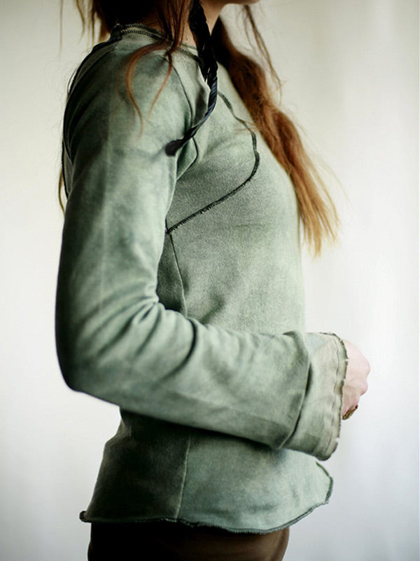 Vintage Vintage gefärbte Bio-Baumwolle Langarm Top