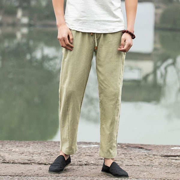 Pantalón de terciopelo suelto de lino para hombre.