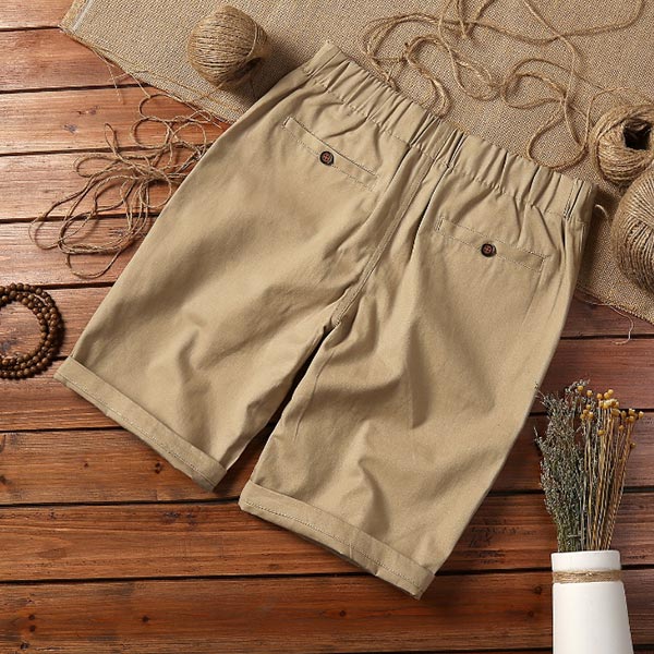 Shorts lisos en algodón liso y lino para hombre