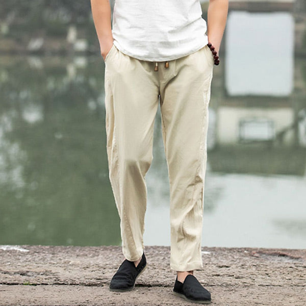 Pantalón de terciopelo suelto de lino para hombre.