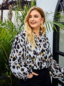 Damen Plus Size Leopardenmuster Shirt