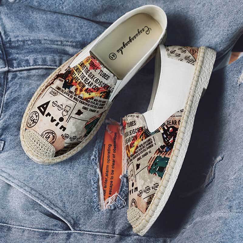 Zapatos de cáñamo cómodos de moda para hombre, lujo y verano.