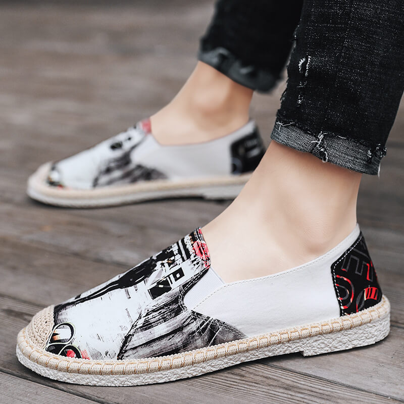 Zapatos de cáñamo cómodos de moda para hombre, lujo y verano.