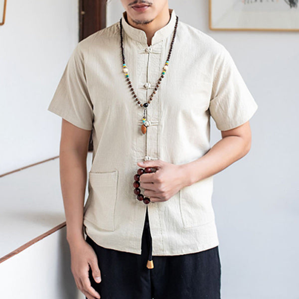 Camisa de algodón de manga corta para hombre