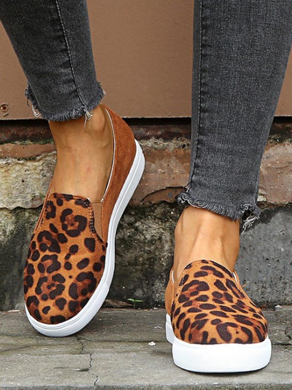 Damen Dick Leopardenmuster Bequeme Slouchy Hausschuhe