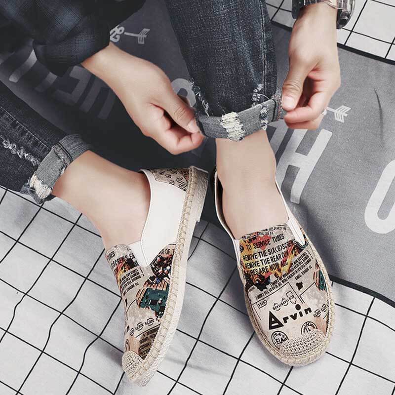 Zapatos de cáñamo cómodos de moda para hombre, lujo y verano.
