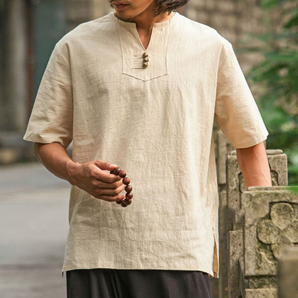 Verano verano camisa de algodón y lino