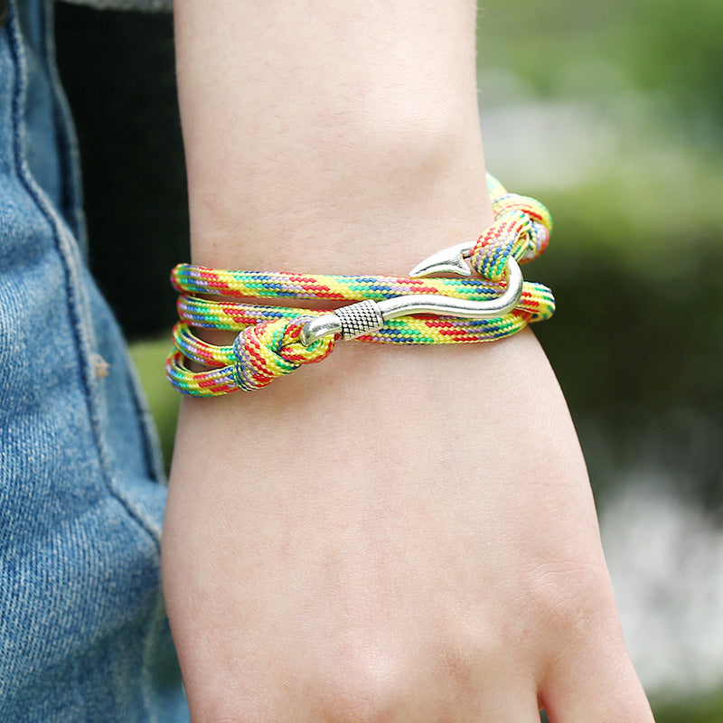 Navy Style Silber Angelhaken Armband