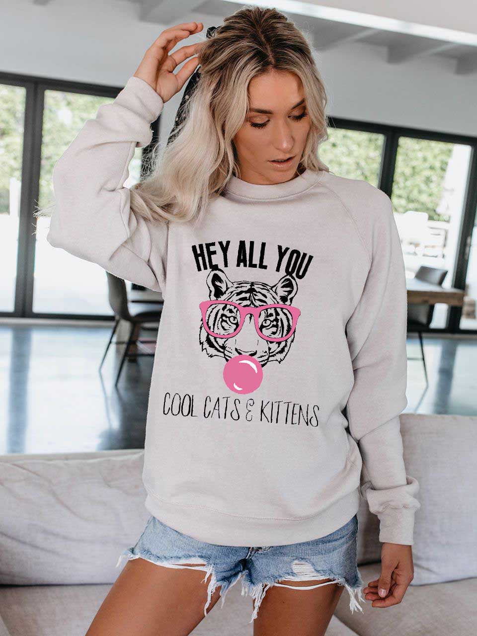 Frauen, NO, TODA TU PROTECCIÓN Y COCINA Suéter con estampado de tigre Rosa Brille