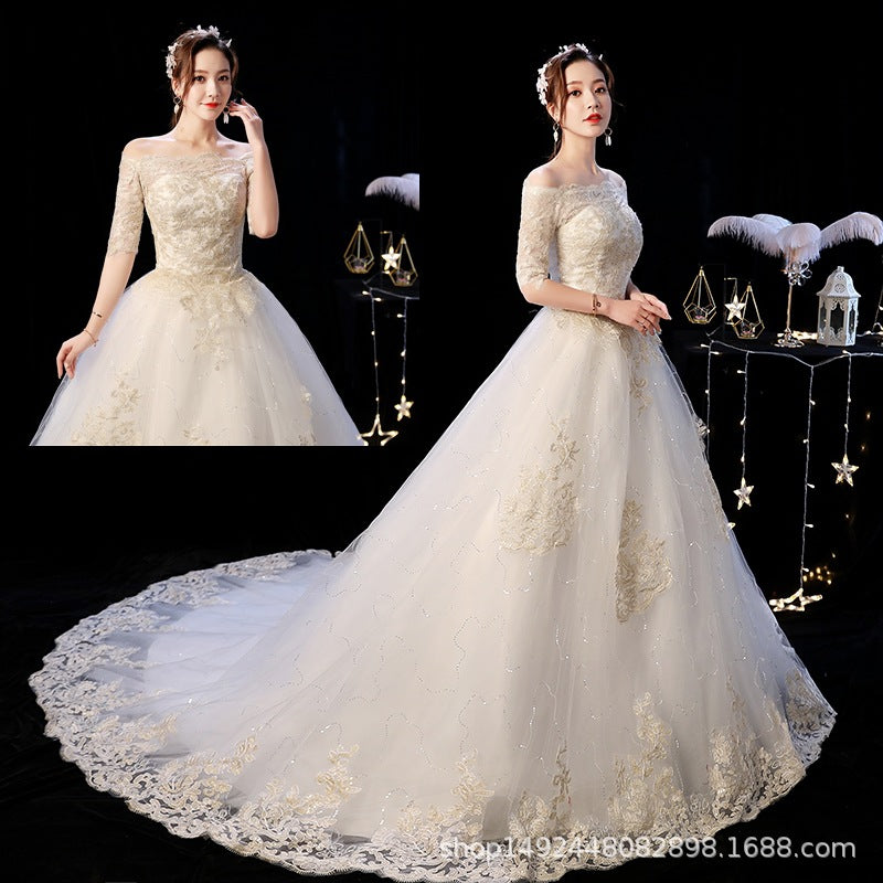 Suzhou wedding tail wedding dress factory direct wholesale wedding dress Tiger Hill wedding 2020 new bride one shoulder drag