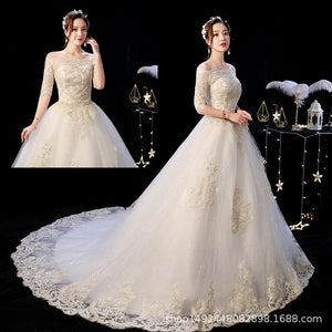 Suzhou wedding tail wedding dress factory direct wholesale wedding dress Tiger Hill wedding 2020 new bride one shoulder drag