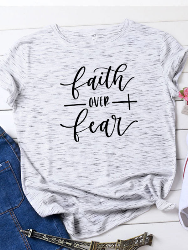 Camiseta cómoda de algodón Faith About Anxiety para mujer con manga corta