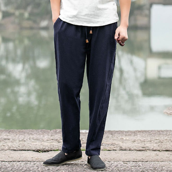 Pantalón de terciopelo suelto de lino para hombre.