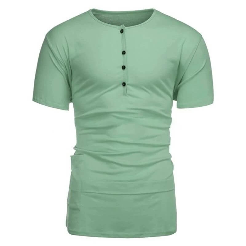 Herren Sommer Casual Komfortable Henley Collar Kurzarm Cotton Blend T-Shirts