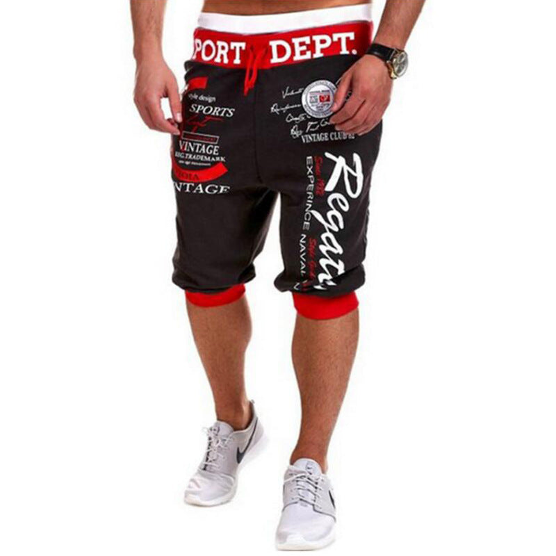 Proginės, trumpai supjaustytos hiphopo kelnės su užrašais