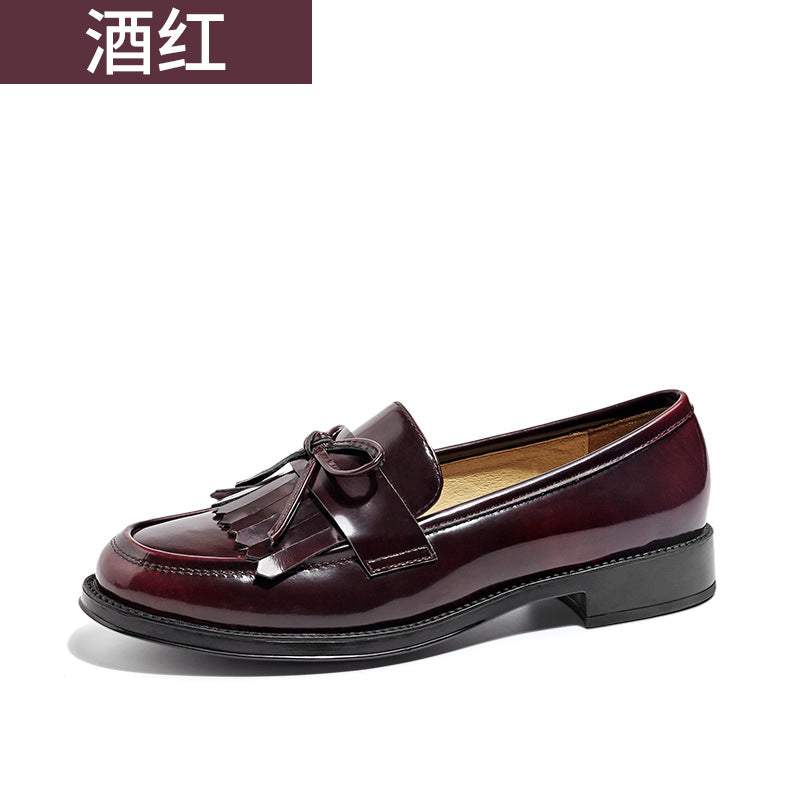 Zapatos de cuero burdeos / negro hechos de zapatos