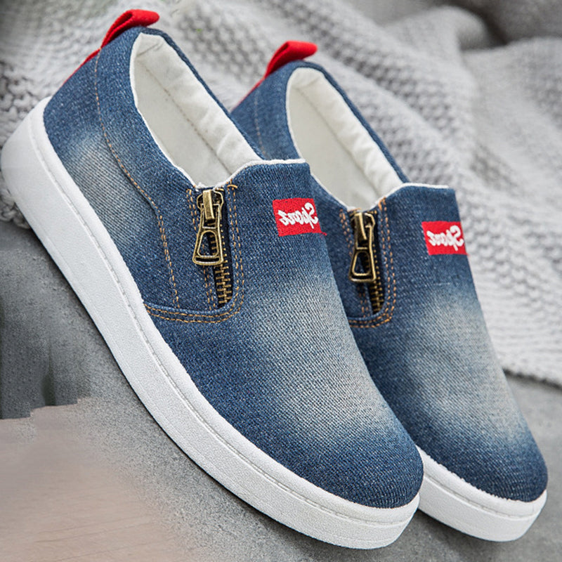 Zapatos casuales de lona de moda para mujer con cremallera