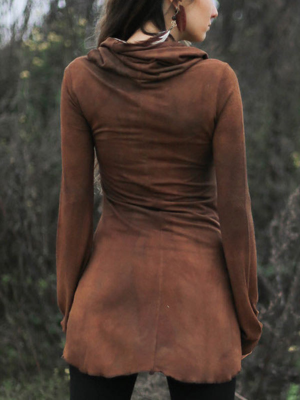 Frauen Vintage handgefärbtes Langarm-Top