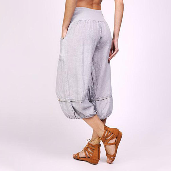 Frauen einfarbige elastische Taille Jogger Capris