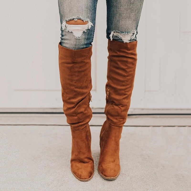 Žieminiai ledi batai su aksominiais bateliais iš vidutinio kulno bateliai su apvalia galva