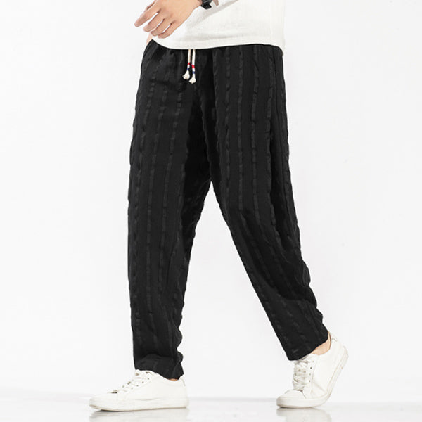 Pantalones de lino a rayas para hombre