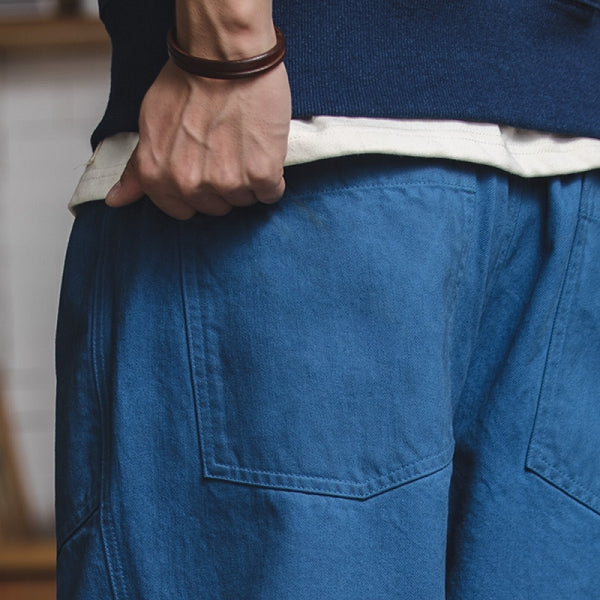 Pantalones de ocio rectos sueltos azules