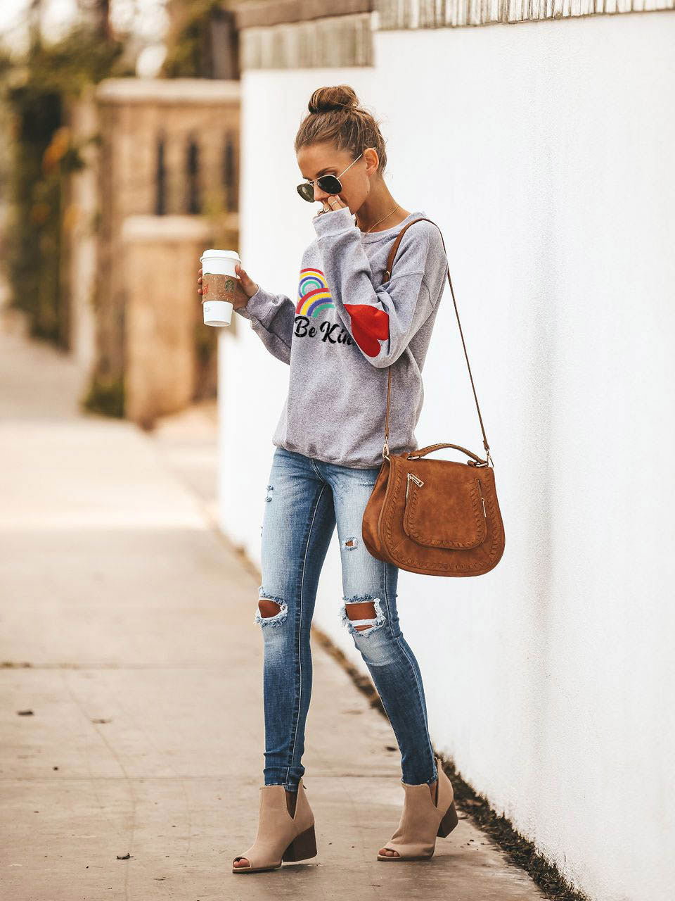 Sei nett Rainbow Love Grey Sweatshirt