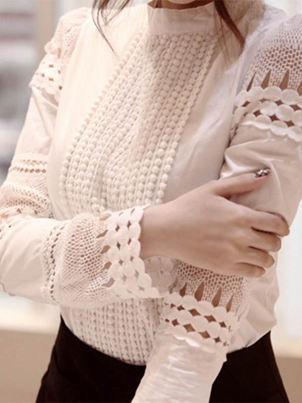 Damen Plus Size Langarm Weiß Bottoming Top