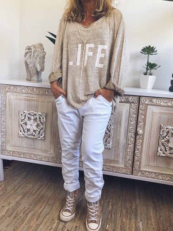 Damen T-shirt Große Größe Shirt Mit Print LIFE