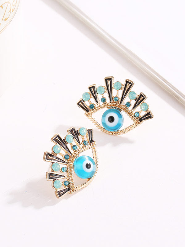 Pendientes vintage de mujer azul con pedrería