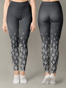 Leggings mit grauem Kaktusdruck für Frauen