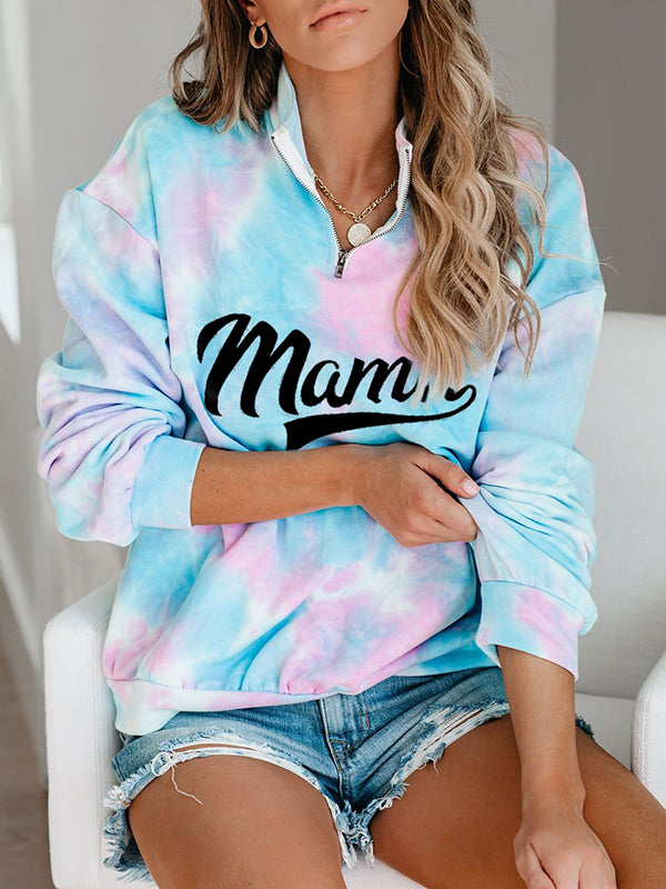 Mama Baumwolle Tie Dye Zip Sweatshirt