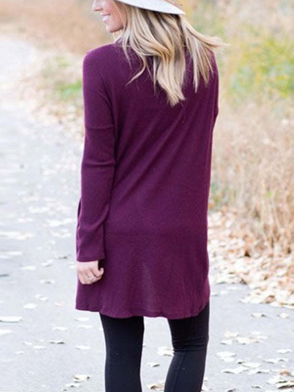 Unregelmäßiges Oberteil mit langärmeligem abgeschrägtem Kragen für Damen