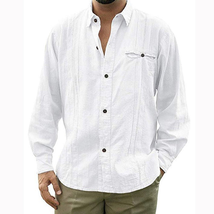 Front Pocket Men Button Down Langarmhemden